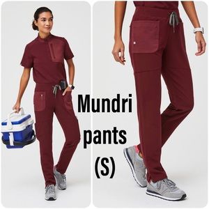 FIGS (S) Mundri Burgundy Limited Edition slim scrub pants